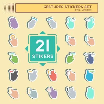 Sticker Set Gestures - Simple illustration,Editable stroke Illustrazione stock