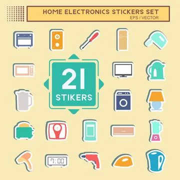 Sticker Set Home Electronics - Simple illustration,Editable stroke Stock Illustration