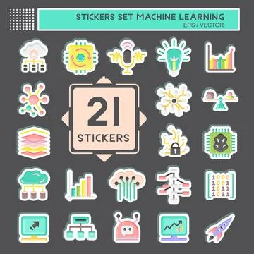 Sticker Set Machine Learning. related to Machine Learning symbol. simple de.. 스톡 일러스트