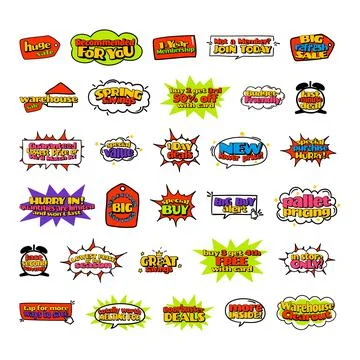 Sticker set message, vector illustration. Stock Illustration