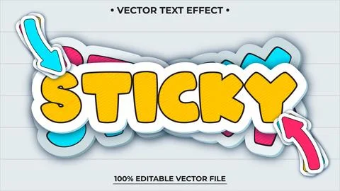 Sticker set retro pack editable text effect vector font style template Stock Illustration
