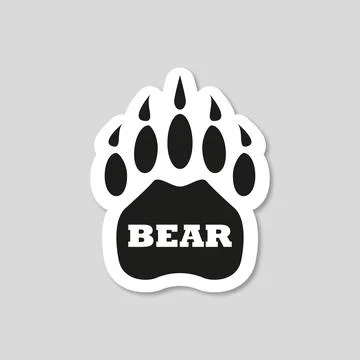 Sticker with shadow bear footprint on gray background Stock Illustration