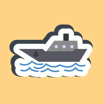 Sticker ship. Transportation elements. Good for prints, posters, logo, sign.. Stock Illustration