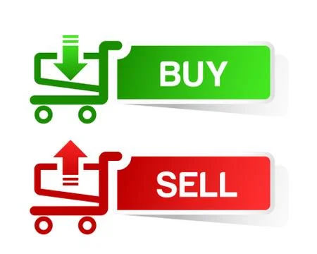 Sticker shopping cart item, trolley, buy  sell button Stock Illustration