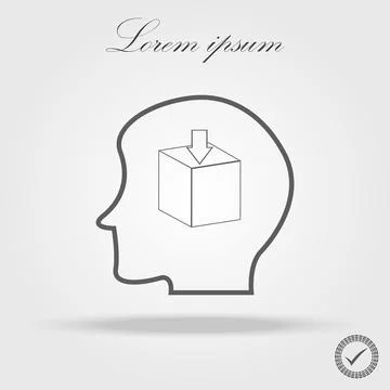 Sticker silhouette profile human head with carton box vector illustration Stock Illustration