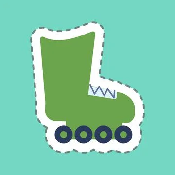 Sticker Skates - Line Cut - Simple illustration,Editable stroke Stock Illustration