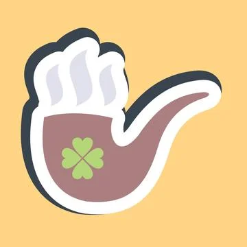 Sticker smoking pipe. St. Patrick's Day celebration elements. Good for prin.. Illustrazione stock