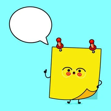 Sticker with speech bubble. Vector hand drawn cartoon kawaii character illu.. Stock Illustration