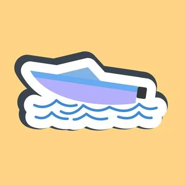 Sticker speed boat. Transportation elements. Good for prints, posters, logo.. Stock Illustration