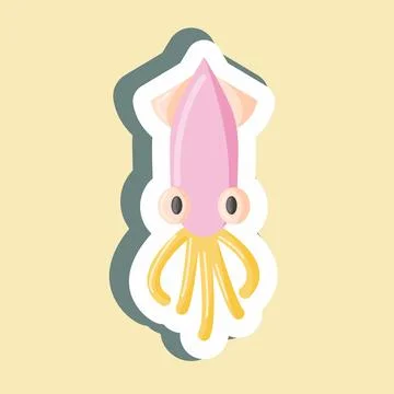 Sticker Squid. suitable for Meat. simple design editable. design template vec Stock Illustration