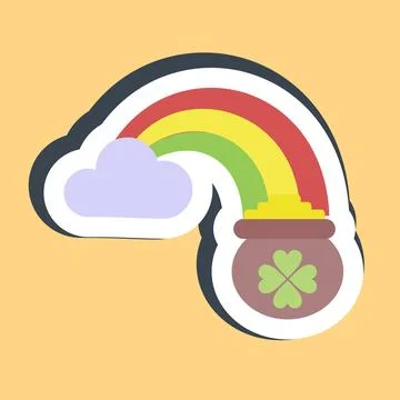 Sticker st patricks rainbow. St. Patrick's Day celebration elements. Good f.. Illustrazione stock