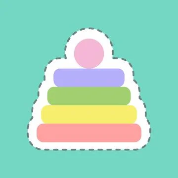 Sticker Stack Toy, Line Cut - Simple illustration Stock Illustration