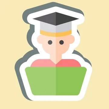 Sticker Student Work. related to Learning symbol. simple design illustration Stock Illustration