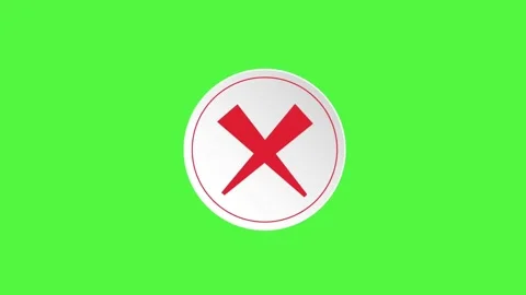 Sticker style cross mark animated on bright green screen Stock Footage 314786472