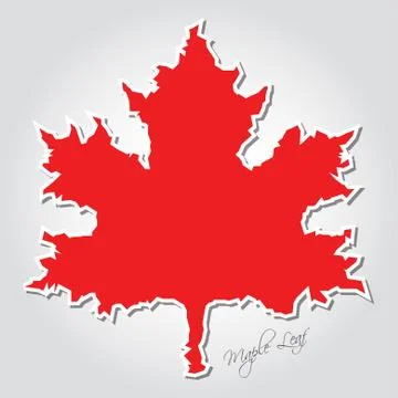 Sticker - stylized red maple leaf Stock Illustration