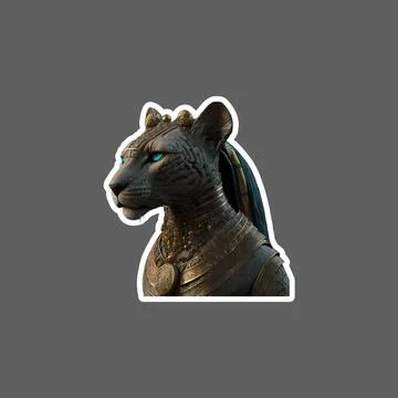 Sticker of Stylized Sphynx Cat from ancient Egypt Stock Illustration