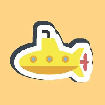 Sticker submarine. Transportation elements. Good for prints, posters, logo,.. Stock Illustration