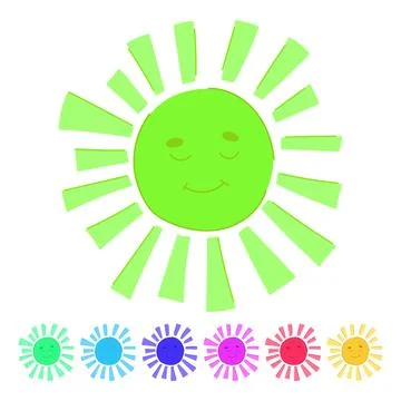 Sticker sun character vector cartoon graphic Stock Illustration