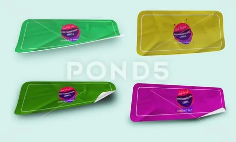 Sticker Tag Label Mockup Design Template 23 V16 Modello PSD