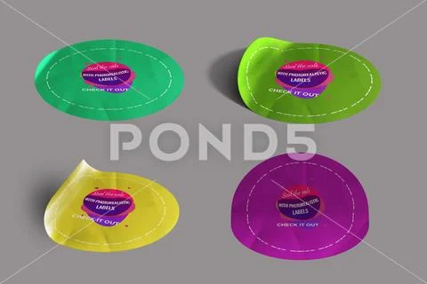 Sticker Tag Label Mockup Design Template 23 V26 Modello PSD