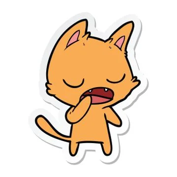 Sticker of a talking cat cartoon Stock Illustration