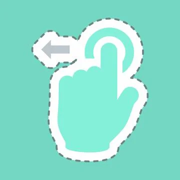 Sticker Tap and Move Left - Line Cut - Simple illustration,Editable stroke Illustrazione stock
