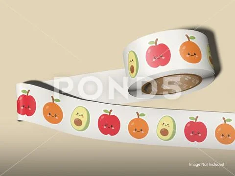 Sticker Tape Roll Mockup PSD Template