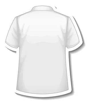 A sticker template with back of white polo shirt isolated 스톡 일러스트