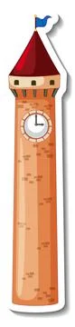 Sticker template with Clock Tower isolated 스톡 일러스트