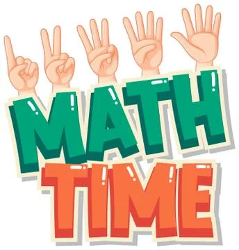Sticker template design for math time with counting by hand イラスト素材