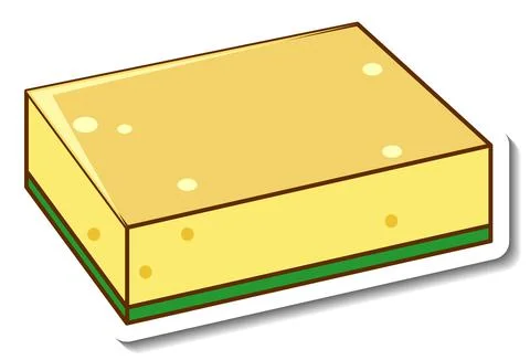 A sticker template with Dish sponge isolated Stock Illustration