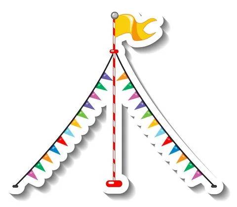 Sticker template with flag decorations for fun fair isolated 스톡 일러스트