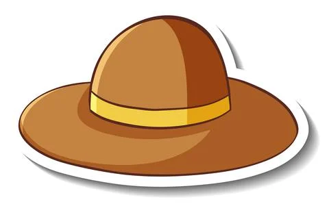 A sticker template with a floppy hat isolated Stock Illustration