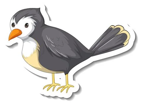 Sticker template with a gray bird isolated on white background Stock Illustration