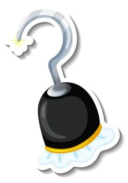 Sticker template with Iron hook of Captain Hook Stock Illustration