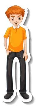 A sticker template with a man in standing pose Illustrazione stock