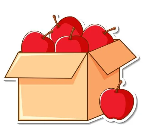 Sticker template with many apples in a box 스톡 일러스트