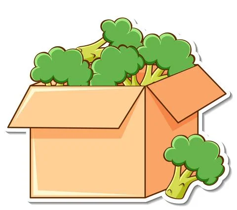 Sticker template with many broccoli in a box 스톡 일러스트