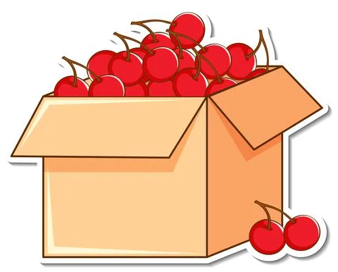Sticker template with many cherries in a box 스톡 일러스트
