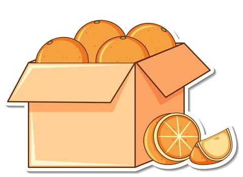 Sticker template with many oranges in a box 스톡 일러스트