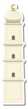A sticker template with Mosque building isolated Stock Illustration