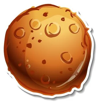 Sticker template with orange asteroid isolated Stock Illustration