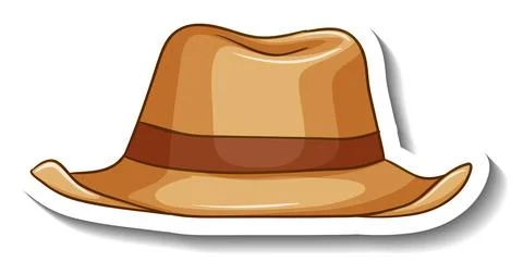 A sticker template with a panama hat isolated 스톡 일러스트