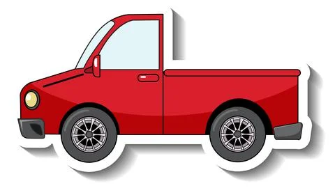 Sticker template with a red pick up car isolated Illustrazione stock