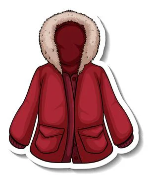 A sticker template with red winter coat isolated 스톡 일러스트