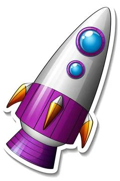 A sticker template with Rocket Ship Cartoon isolated Illustrazione stock
