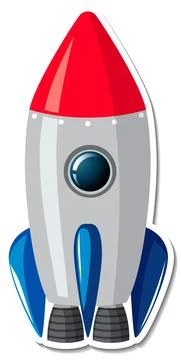 Sticker template with rocket ship isolated イラスト素材