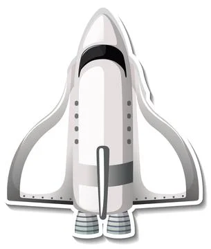 Sticker template with rocket ship isolated 스톡 일러스트