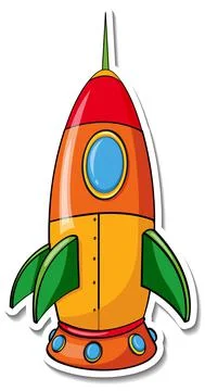 A sticker template with Rocket Space Cartoon isolated Illustrazione stock