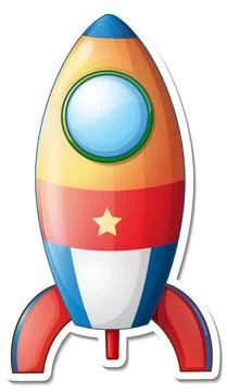 A sticker template with Rocket Space Cartoon isolated イラスト素材